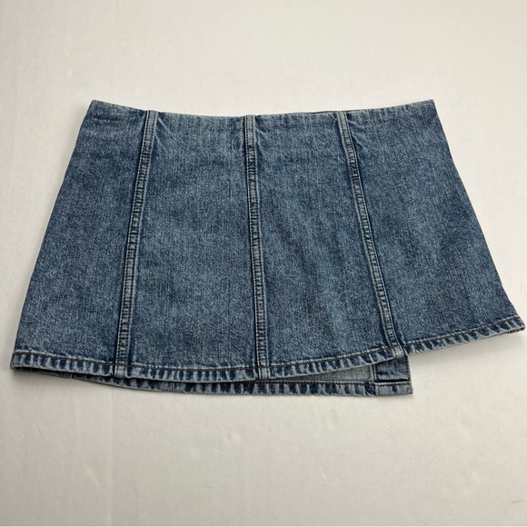Re/Done Acid Blue Wrap Mini Skirt Womens Size 27 Button Denim Jean Pocket NEW‎ - Picture 11 of 11